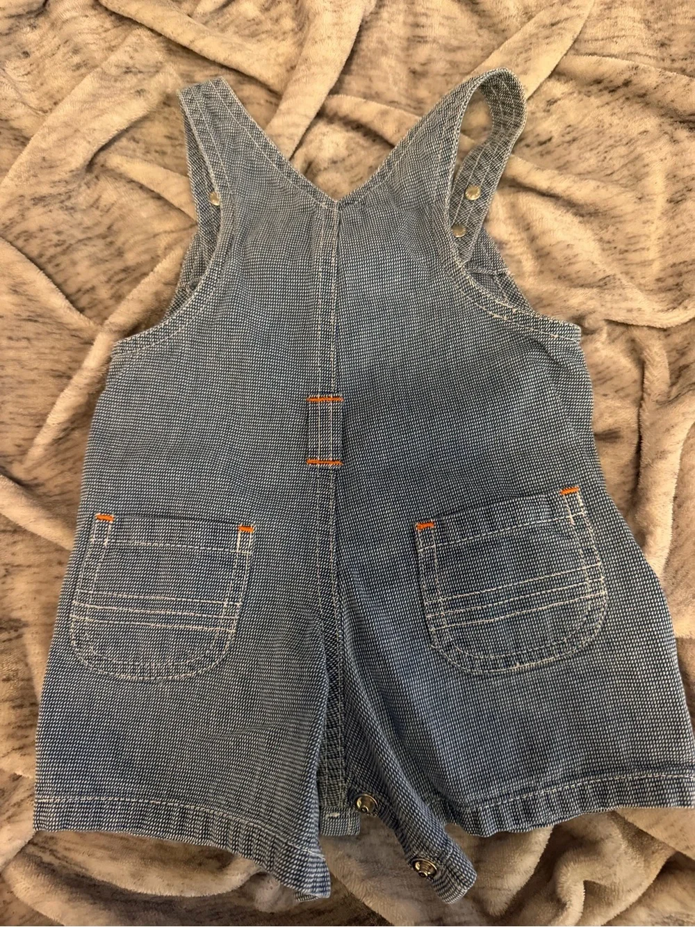 Baby 0-3 Months Gymboree Denim Short Overalls with Orange Accents